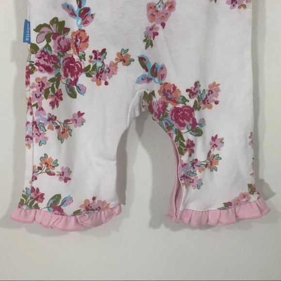 NWT Albetta Baby White and Pink Floral Ruffle Flutter Hem Playsuit - Picture 6 of 9